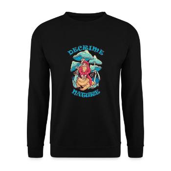 Decrime Nature Colorful Magic Mushroom Trippy - Unisex Sweatshirt - black - Front - Alina (178cm) & Michal (187cm)