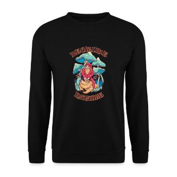 Decrime Nature Champignon Magique Coloré Trippy - Sweat-shirt Unisexe - noir - Devant - Alina (178cm) & Michal (187cm)