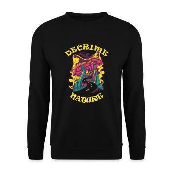 Decrime Nature Colorful Magic Mushroom Trippy - Unisex Sweatshirt - black - Front - Alina (178cm) & Michal (187cm)