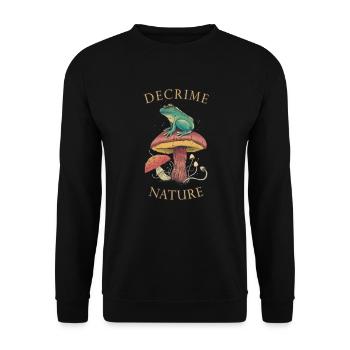 Decrime Nature Champignon Magique Coloré Grenouille - Sweat-shirt Unisexe - noir - Devant - Alina (178cm) & Michal (187cm)