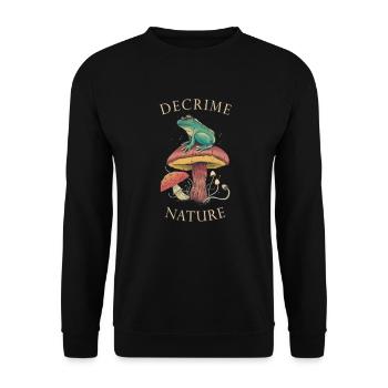 Decrime Nature Champignon Magique Coloré Grenouille - Sweat-shirt Unisexe - noir - Devant - Alina (178cm) & Michal (187cm)