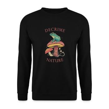 Decrime Nature Champignon Magique Coloré Grenouille - Sweat-shirt Unisexe - noir - Devant - Alina (178cm) & Michal (187cm)
