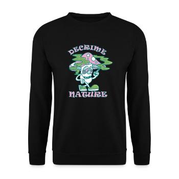 Decrime Nature Champignon Magique Coloré Trippy - Sweat-shirt Unisexe - noir - Devant - Alina (178cm) & Michal (187cm)