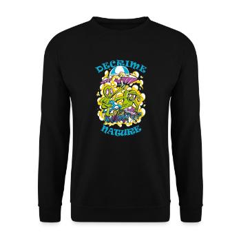 Décrime Nature Champignon Magique Coloré Aliens - Sweat-shirt Unisexe - noir - Devant - Alina (178cm) & Michal (187cm)