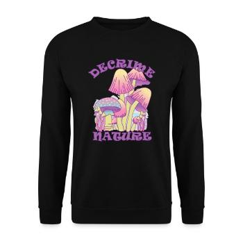 Decrime Nature Colorful Magic Mushroom Trippy - Unisex Pullover - Schwarz - Vorne - Alina (178cm) & Michal (187cm)