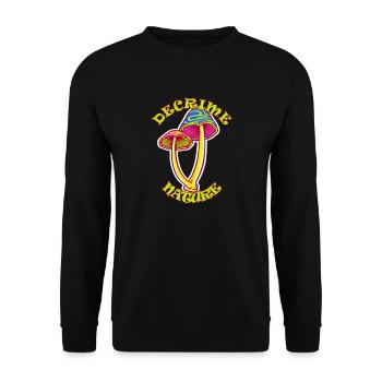 Decrime Nature Colorful Magic Mushroom Trippy - Unisex Sweatshirt - black - Front - Alina (178cm) & Michal (187cm)