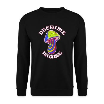 Decrime Nature Champignon Magique Coloré Trippy - Sweat-shirt Unisexe - noir - Devant - Alina (178cm) & Michal (187cm)