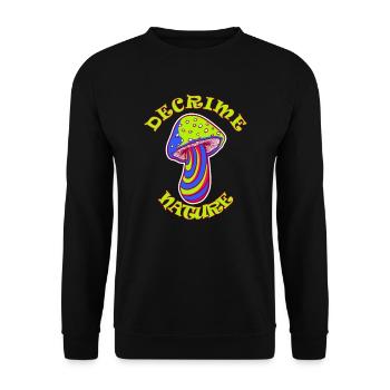 Decrime Nature Colorful Magic Mushroom Trippy - Unisex Sweatshirt - black - Front - Alina (178cm) & Michal (187cm)