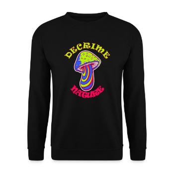 Decrime Nature Colorful Magic Mushroom Trippy - Unisex Sweatshirt - black - Front - Alina (178cm) & Michal (187cm)