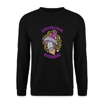 Decrime Nature Colorful Magic Mushroom Rocket - Unisex Sweatshirt - black - Front - Alina (178cm) & Michal (187cm)