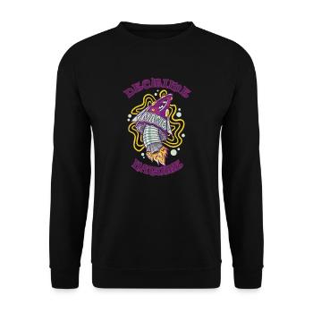 Decrime Nature Coloré Magic Mushroom Rocket - Sweat-shirt Unisexe - noir - Devant - Alina (178cm) & Michal (187cm)