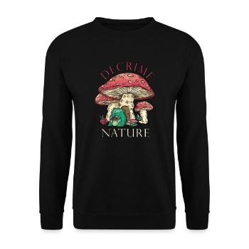 Decrime Nature Champignon Magique Coloré Grenouille - Sweat-shirt Unisexe - noir - Devant - Alina (178cm) & Michal (187cm)