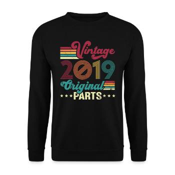 Vintage 2019 Original, Geburtstagsgeschenk - Unisex Pullover - Schwarz - Vorne - Alina (178cm) & Michal (187cm)