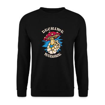 Decrime Nature Colorful Magic Mushroom Skeleton - Unisex Sweatshirt - black - Front - Alina (178cm) & Michal (187cm)