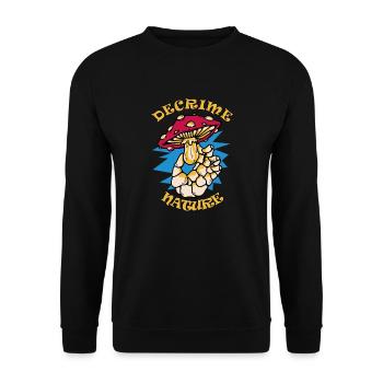 Decrime Nature Colorful Magic Mushroom Skeleton - Unisex Sweatshirt - black - Front - Alina (178cm) & Michal (187cm)