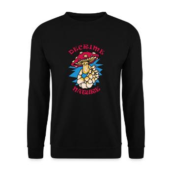 Decrime Nature Colorful Magic Mushroom Skeleton - Unisex Sweatshirt - black - Front - Alina (178cm) & Michal (187cm)
