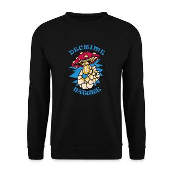 Decrime Nature Colorful Magic Mushroom Skeleton - Unisex Sweatshirt - black - Front - Alina (178cm) & Michal (187cm)