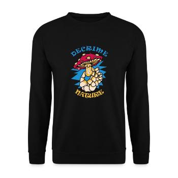 Decrime Nature Colorful Magic Mushroom Skeleton - Unisex Sweatshirt - black - Front - Alina (178cm) & Michal (187cm)