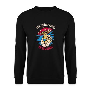 Decrime Nature Colorful Magic Mushroom Skeleton - Unisex Pullover - Schwarz - Vorne - Alina (178cm) & Michal (187cm)