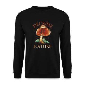 Decrime Nature Colorful Mushroom Trippy - Unisex Pullover - Schwarz - Vorne - Alina (178cm) & Michal (187cm)