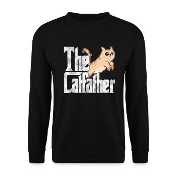 Cat Dad The Catfather Crazy Cat Father Kitty Daddy - Sweat-shirt Unisexe - noir - Devant - Alina (178cm) & Michal (187cm)