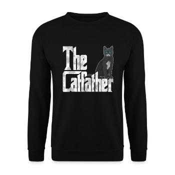 Cat Dad The Catfather Crazy Cat Father Kitty Daddy - Sweat-shirt Unisexe - noir - Devant - Alina (178cm) & Michal (187cm)