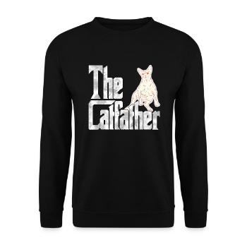 Cat Dad The Catfather Crazy Cat Father Kitty Daddy - Sweat-shirt Unisexe - noir - Devant - Alina (178cm) & Michal (187cm)
