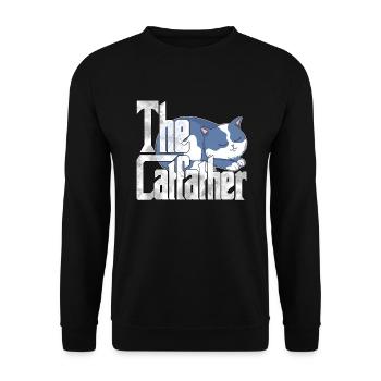 Cat Dad The Catfather Crazy Cat Father Kitty Daddy - Sweat-shirt Unisexe - noir - Devant - Alina (178cm) & Michal (187cm)