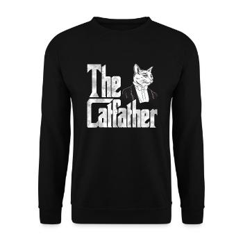 Cat Dad The Catfather Crazy Cat Father Kitty Daddy - Sweat-shirt Unisexe - noir - Devant - Alina (178cm) & Michal (187cm)