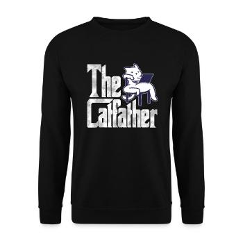 Cat Dad The Catfather Crazy Cat Father Kitty Daddy - Sweat-shirt Unisexe - noir - Devant - Alina (178cm) & Michal (187cm)