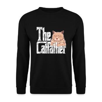 Cat Dad The Catfather Crazy Cat Father Kitty Daddy - Sweat-shirt Unisexe - noir - Devant - Alina (178cm) & Michal (187cm)