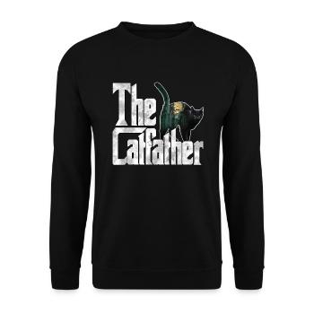 Cat Dad The Catfather Crazy Cat Father Kitty Daddy - Sweat-shirt Unisexe - noir - Devant - Alina (178cm) & Michal (187cm)