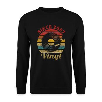 Depuis 2007 Vinyle Rétro Enregistrer Musique Vintage - Sweat-shirt Unisexe - noir - Devant - Alina (178cm) & Michal (187cm)