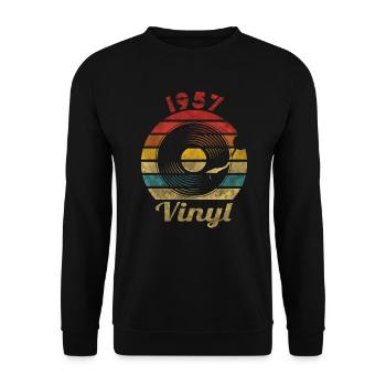 1957 Vinyl Retro Vintage Music - Unisex Pullover - Schwarz - Vorne - Alina (178cm) & Michal (187cm)