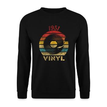1951 Vinyle Rétro Vintage Music - Sweat-shirt Unisexe - noir - Devant - Alina (178cm) & Michal (187cm)