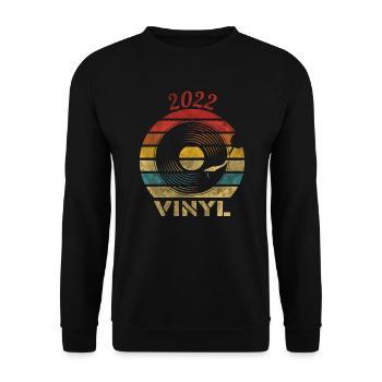 2022 Vinyle Rétro Record Musique Vintage - Sweat-shirt Unisexe - noir - Devant - Alina (178cm) & Michal (187cm)