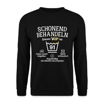 91. Geburtstag Schonend Behandeln 91 VIP ist 91 - Unisex Pullover - Schwarz - Vorne - Alina (178cm) & Michal (187cm)