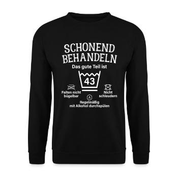 43. Geburtstag Schonend Behandeln 43 Teil Ist 43 - Unisex Pullover - Schwarz - Vorne - Alina (178cm) & Michal (187cm)