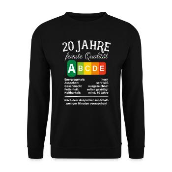 20 Jahre Feinste Qualität Geschenk 20. Geburtstag - Unisex Pullover - Schwarz - Vorne - Alina (178cm) & Michal (187cm)