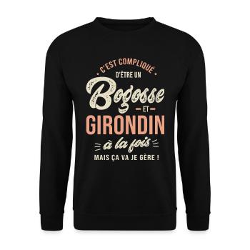 Girondin Bogosse Cadeau Humour Bordeaux Bordelais - Sweat-shirt Unisexe - noir - Devant - Alina (178cm) & Michal (187cm)