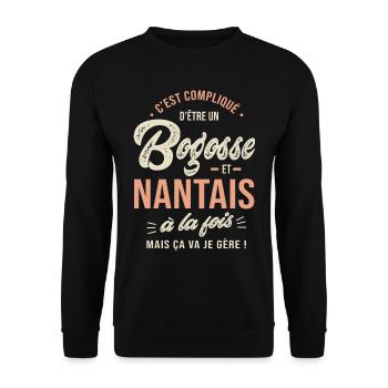 Nantais Bogosse Cadeau Humour Nantes - Sweat-shirt Unisexe - noir - Devant - Alina (178cm) & Michal (187cm)