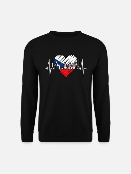 Prag Skyline Herzschlag Tschechien Herz Love Praha - Unisex Pullover - Schwarz