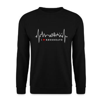 Kopenhagen Skyline Herzschlag Dänemark Love Hygge - Unisex Pullover - Schwarz - Vorne - Alina (178cm) & Michal (187cm)