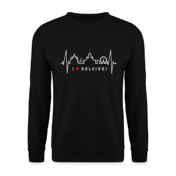 Helsinki Skyline Herzschlag Finnisch Love Finnland - Unisex Pullover - Schwarz - Vorne - Alina (178cm) & Michal (187cm)