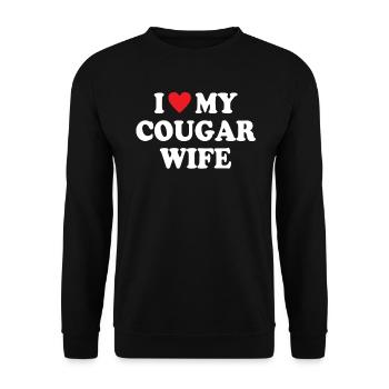 I Love My Cougar Wife - Unisex Pullover - Schwarz - Vorne - Alina (178cm) & Michal (187cm)