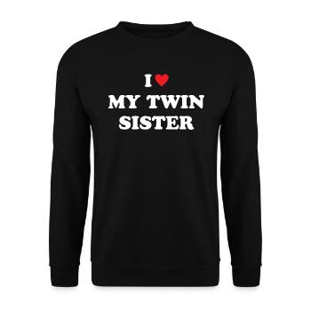 I Love My Twin Sister - Unisex Pullover - Schwarz - Vorne - Alina (178cm) & Michal (187cm)