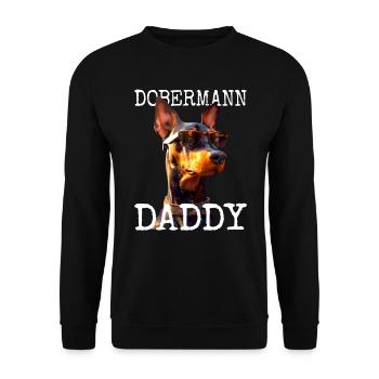 Dobermann Daddy Papa Vater Vatertag Dad Doberman - Unisex Pullover - Schwarz - Vorne - Alina (178cm) & Michal (187cm)