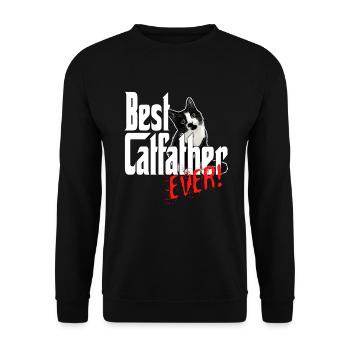 Chat Papa Meilleur Catfather Jamais Fou Chat Père Kitty - Sweat-shirt Unisexe - noir - Devant - Alina (178cm) & Michal (187cm)