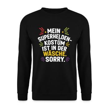 Le costume de super-héros est dans la blanchisserie Carnaval Cologne - Sweat-shirt Unisexe - noir - Devant - Alina (178cm) & Michal (187cm)