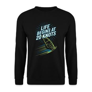 Windsurfing Life Begins At 20 Knots Windsurfer - Unisex Pullover - Schwarz - Vorne - Alina (178cm) & Michal (187cm)